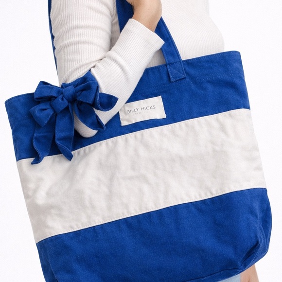 Gilly Hicks Handbags - Gilly Hicks Blue and White Color-Block Tote Bag